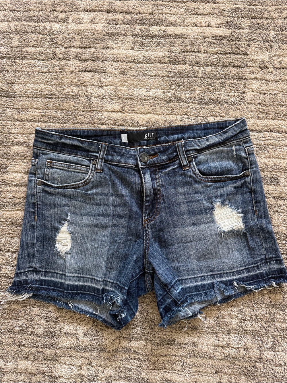 Kut from the Kloth Blue Distressed Denim Shorts